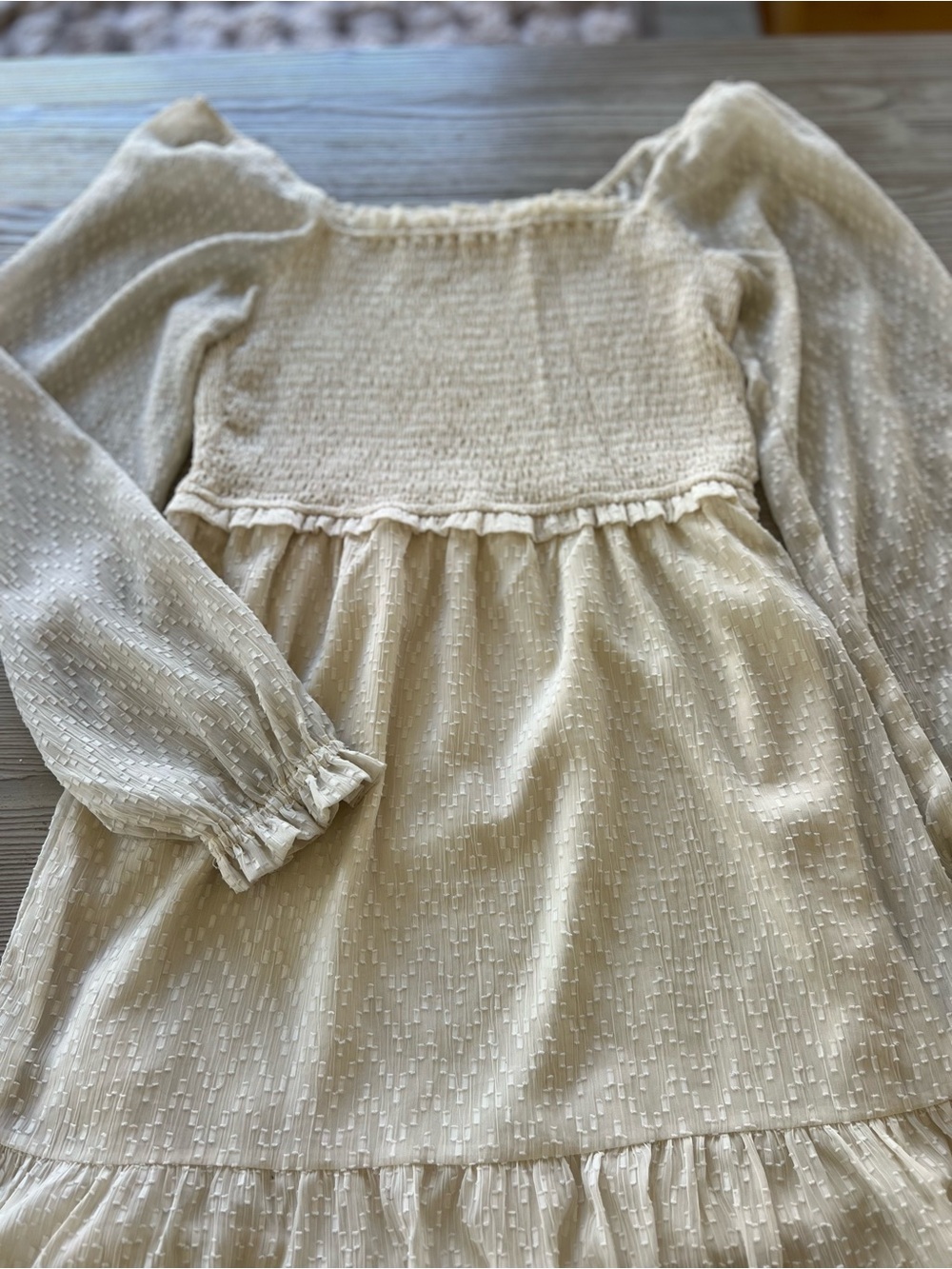 Chelsea28 Cream Swiss Dot Smocked Mini Dress - Picture 3 of 12